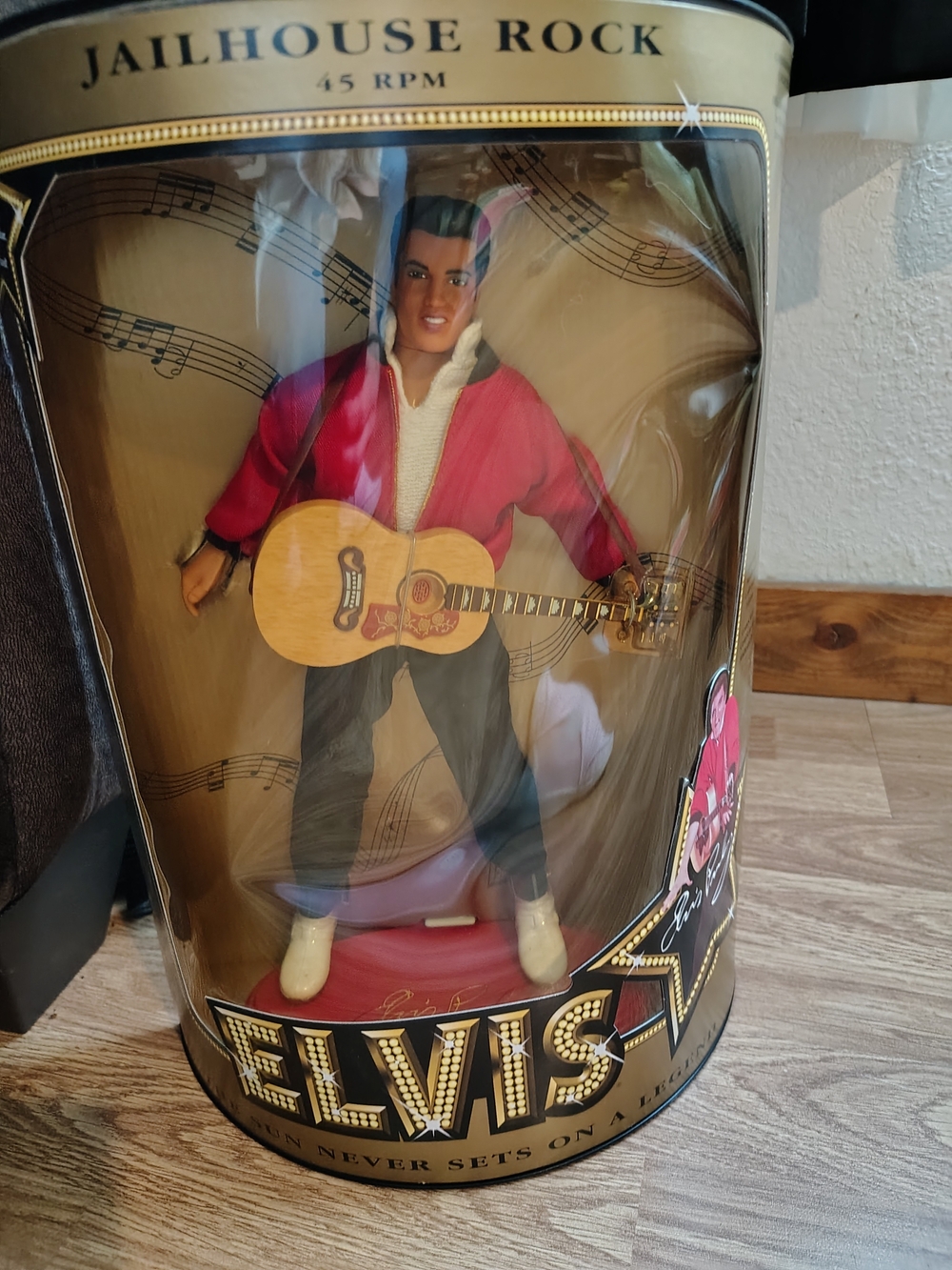 Elvis Presley "Jail House Rock" 45RPM Collector Doll Figure w/Guitar NRFB Vtg